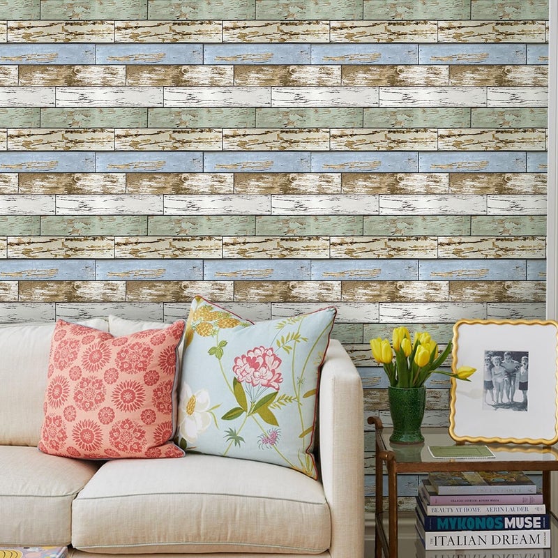 Commomy 10 Pcs 3D Faux Wood Panels Peel and Stick -11.8"x11.8" Ultralight Thin PVC 3D Wall Panels Shiplap Planks for Interio Walls Kitchen, Bedroom, Living Room, RV - Image 2